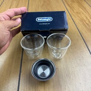 DeLonghi Double Wall Espresso Glasses Biccheri Espresso 2x and Filter